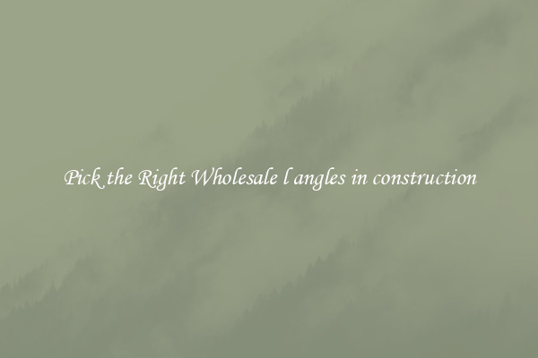 Pick the Right Wholesale l angles in construction