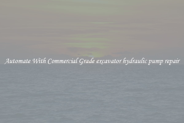 Automate With Commercial Grade excavator hydraulic pump repair